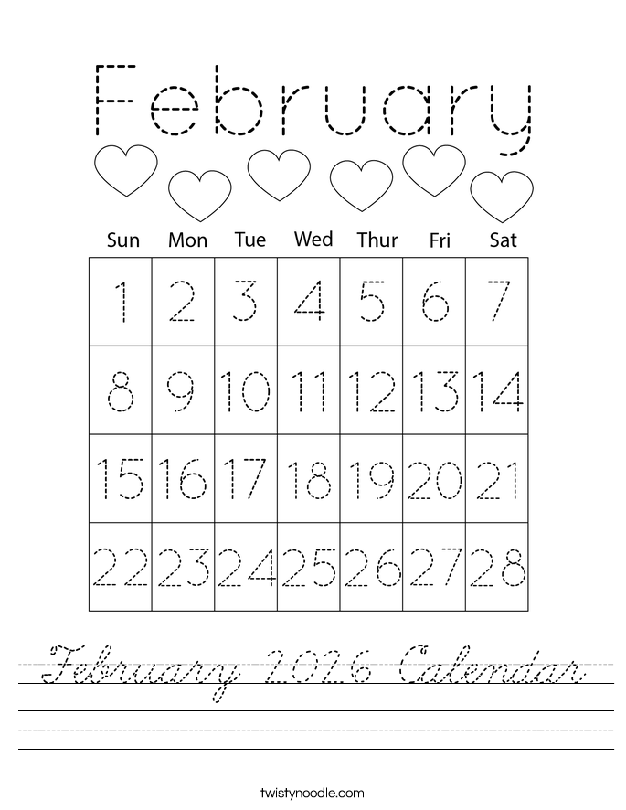 February 2026 Calendar Worksheet