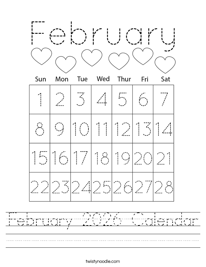 February 2026 Calendar Worksheet