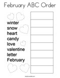 February ABC Order Coloring Page