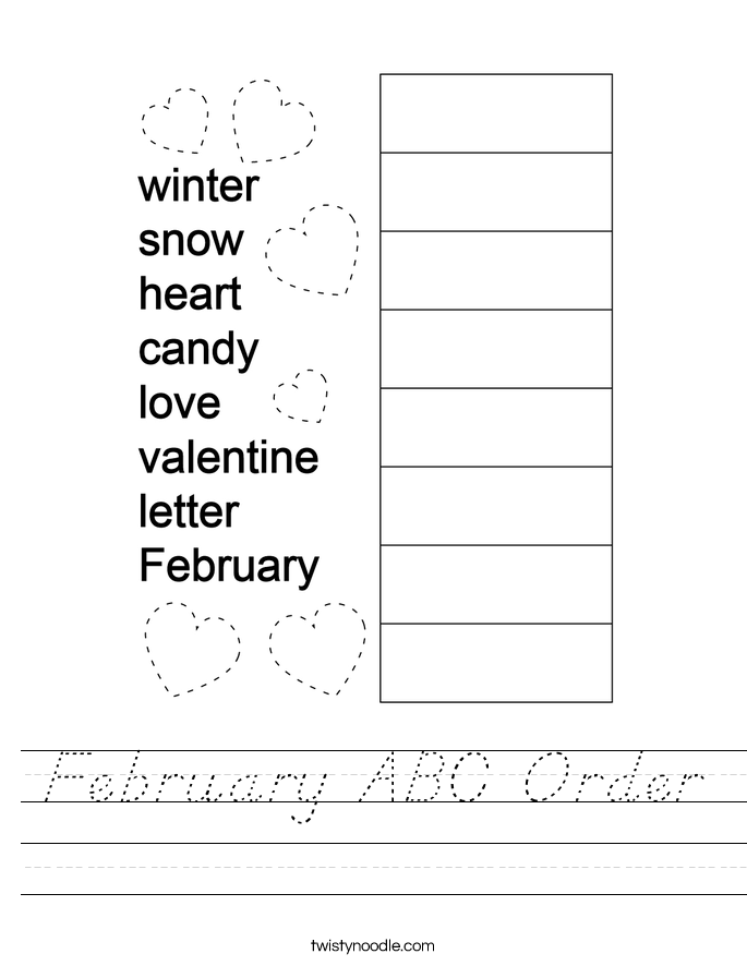 February ABC Order Worksheet