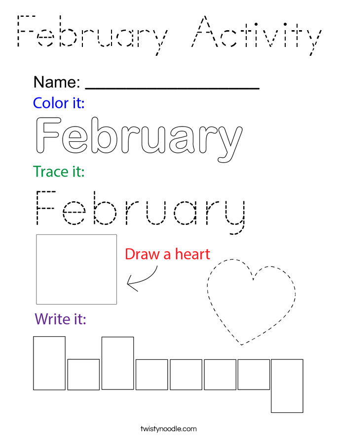 February Activity Coloring Page