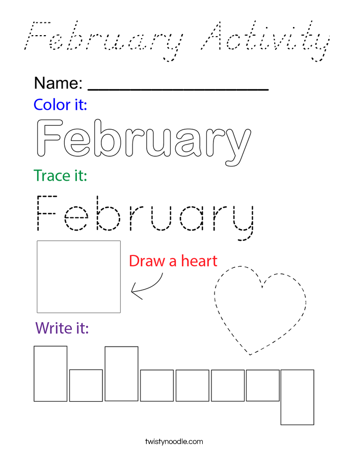 February Activity Coloring Page