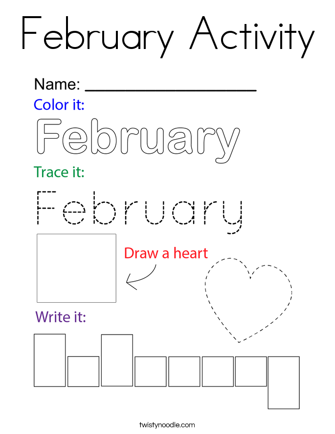 February Activity Coloring Page