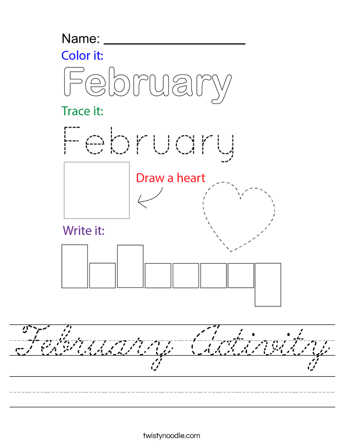 February Activity Worksheet