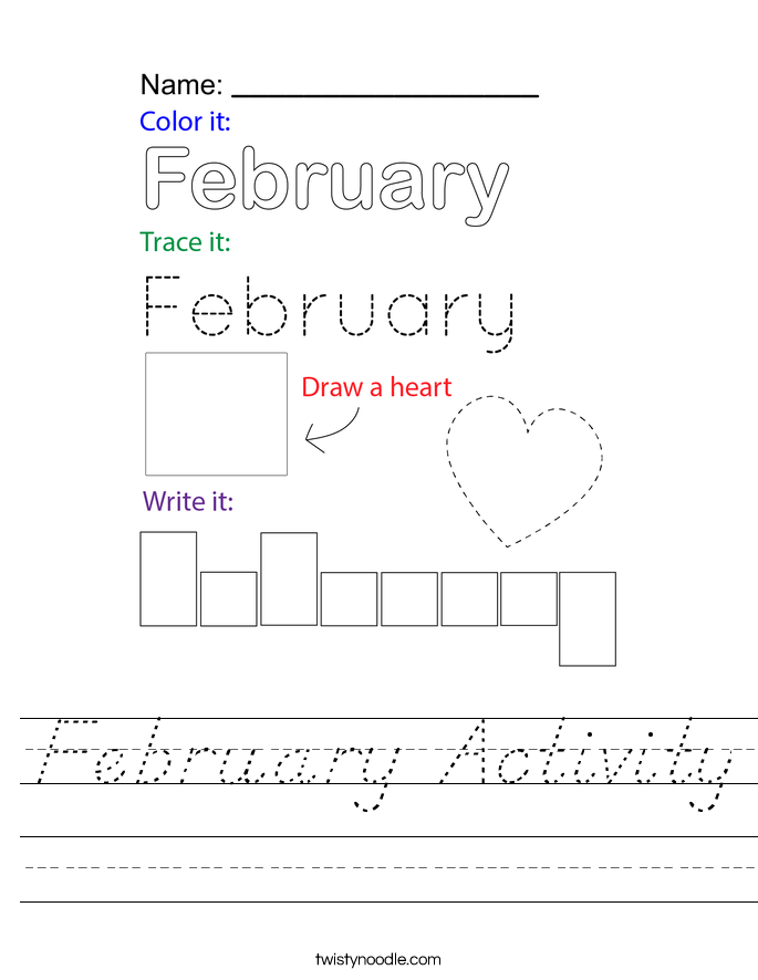 February Activity Worksheet