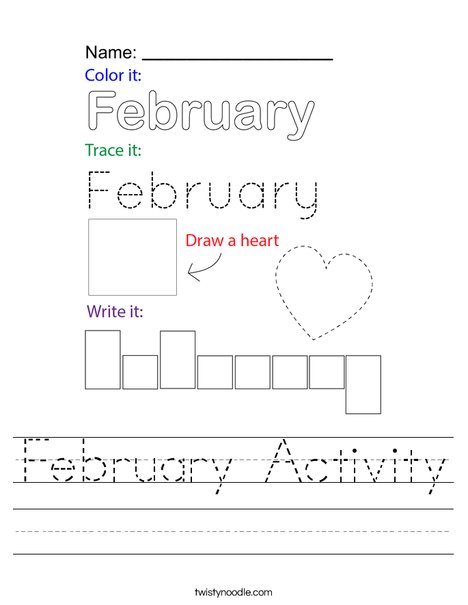 February Activity Worksheet