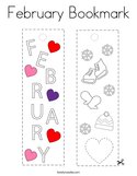 February Bookmark Coloring Page