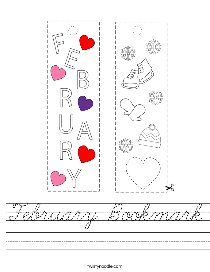 February Bookmark Worksheet