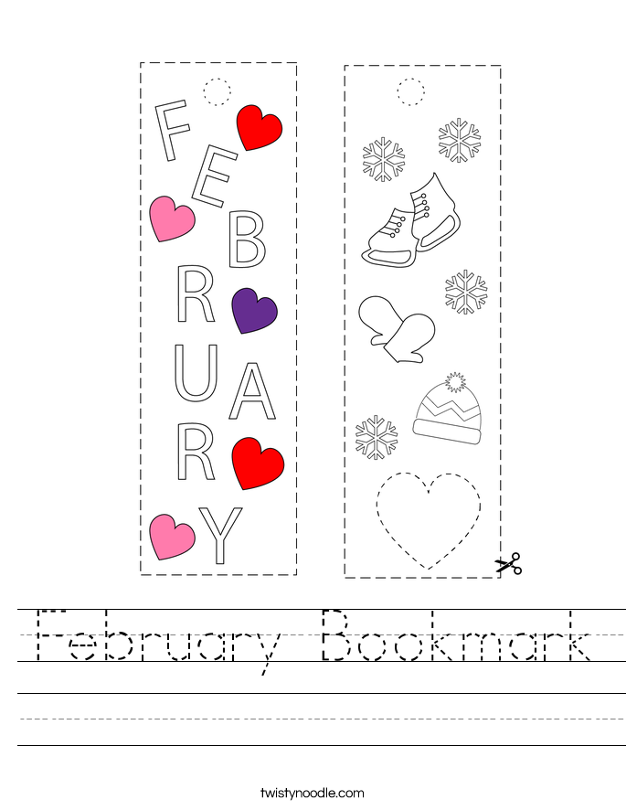 February Bookmark Worksheet