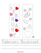 February Bookmark Handwriting Sheet