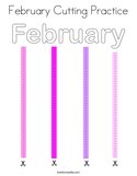 February Cutting Practice Coloring Page