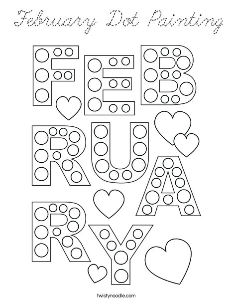 February Dot Painting Coloring Page