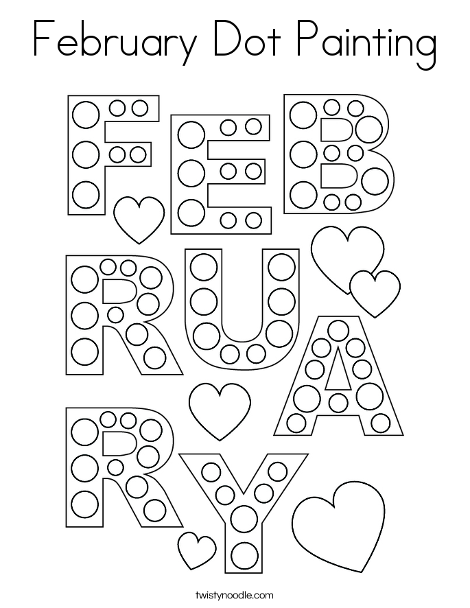 February Dot Painting Coloring Page