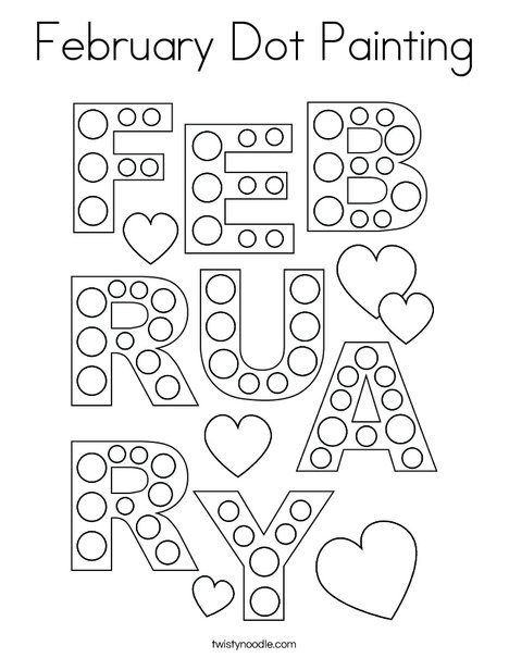 February Dot Painting Coloring Page