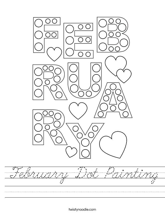 February Dot Painting Worksheet