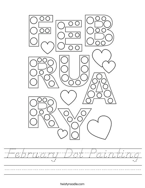February Dot Painting Worksheet
