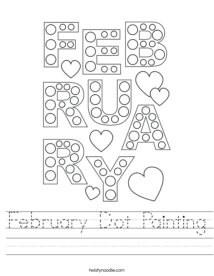 February Dot Painting Worksheet