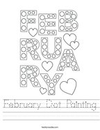 February Dot Painting Handwriting Sheet
