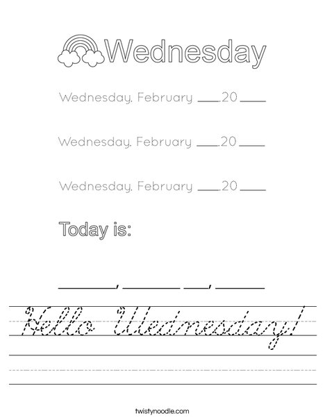 February- Hello Wednesday Worksheet