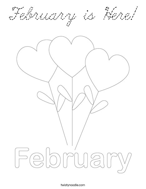 February is Here Coloring Page