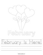 February is Here Handwriting Sheet