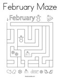 February Maze Coloring Page