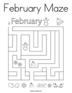 February Maze Coloring Page