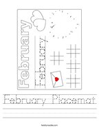 February Placemat Handwriting Sheet