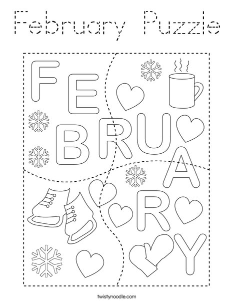 February Puzzle Coloring Page