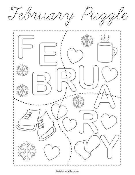 February Puzzle Coloring Page