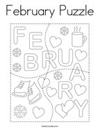 February Puzzle Coloring Page