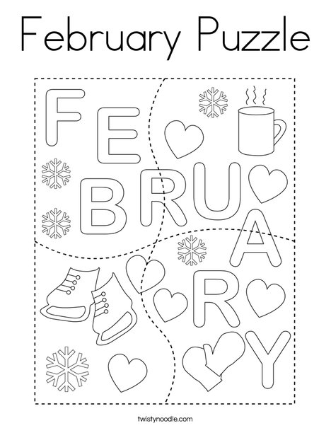 February Puzzle Coloring Page