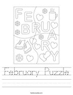 February Puzzle Handwriting Sheet