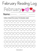 February Reading Log Coloring Page