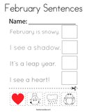 February Sentences Coloring Page