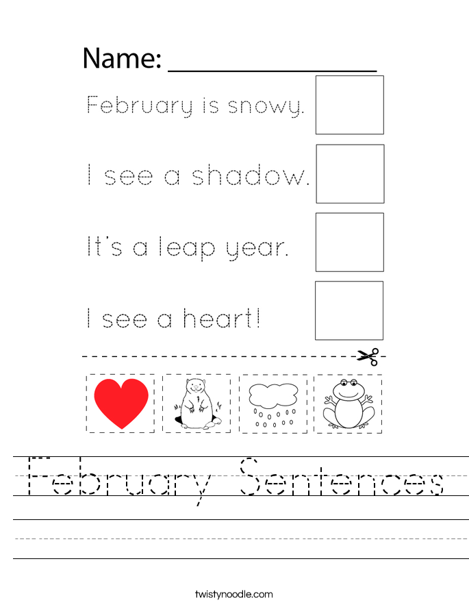 February Sentences Worksheet