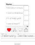 February Sentences Worksheet