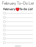 February To-Do List Coloring Page