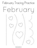February Tracing Practice Coloring Page