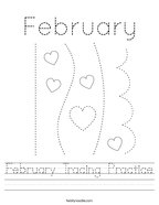 February Tracing Practice Handwriting Sheet