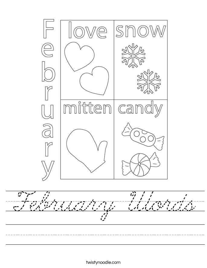 February Words Worksheet