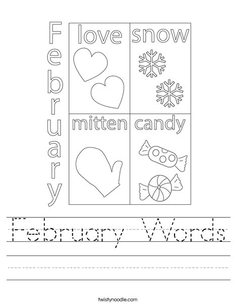 February Words Worksheet