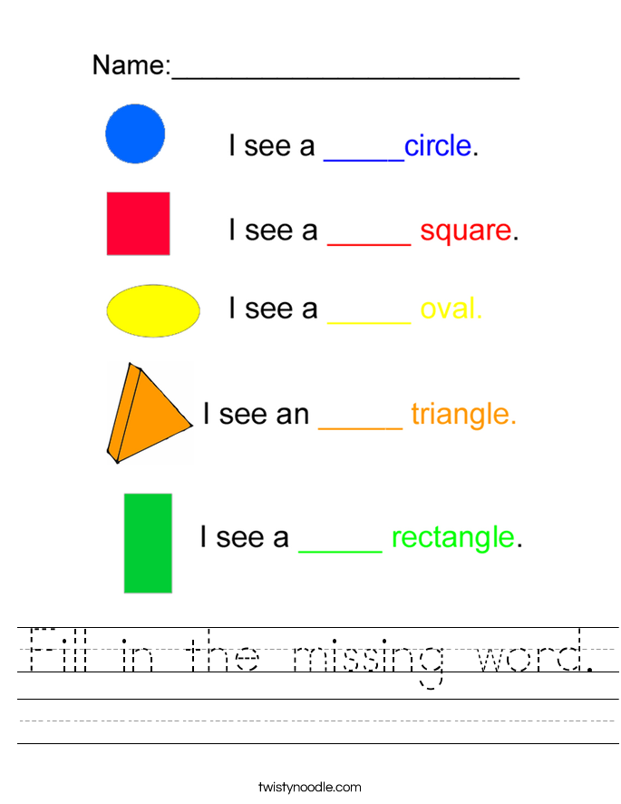 Fill in the missing word. Worksheet