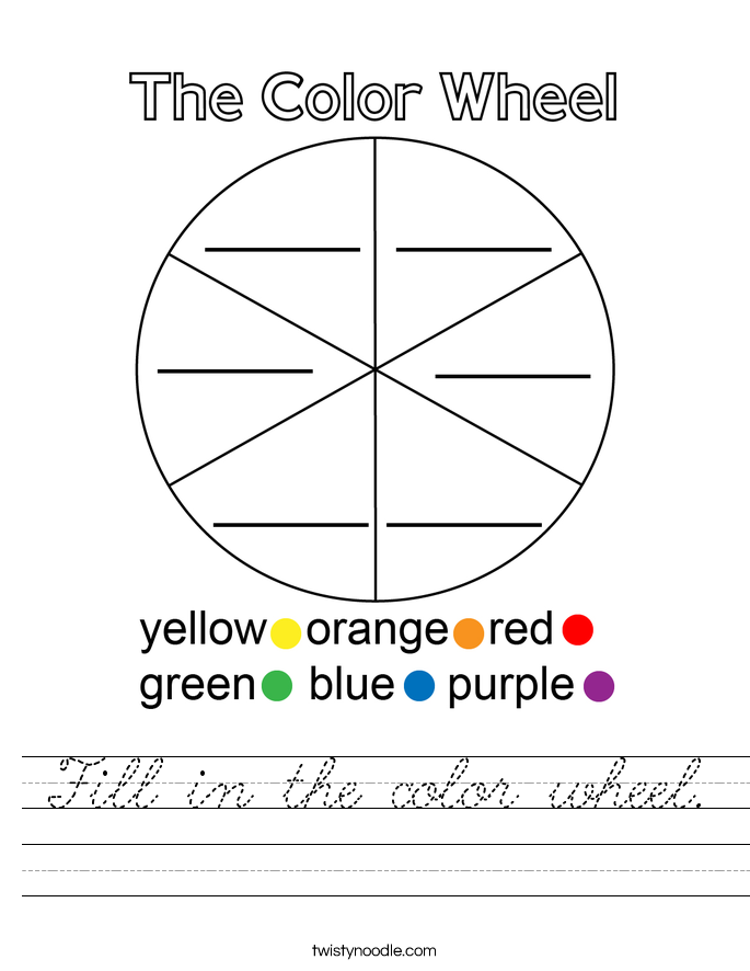 Fill in the color wheel. Worksheet
