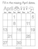 Fill in the missing April dates Coloring Page