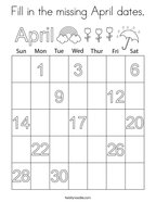 Fill in the missing April dates Coloring Page