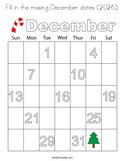 Fill in the missing December dates (2026) Coloring Page