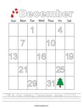 Fill in the missing December dates (2026). Worksheet