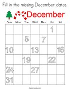 Fill in the missing December dates Coloring Page