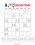 Fill in the missing December dates. Worksheet